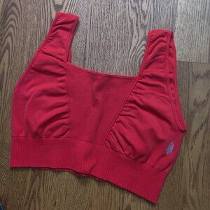 XL 🦄 Red Free People Good Karma Square Neck Bra
